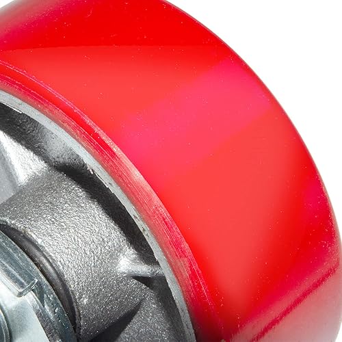 Miniatura 9 de Nisorpa Juego de 4 ruedas resistentes de 8 pulgadas de acero poliuretano rojo para muebles de remolque industrial, 2 con frenos y 2 sin frenos