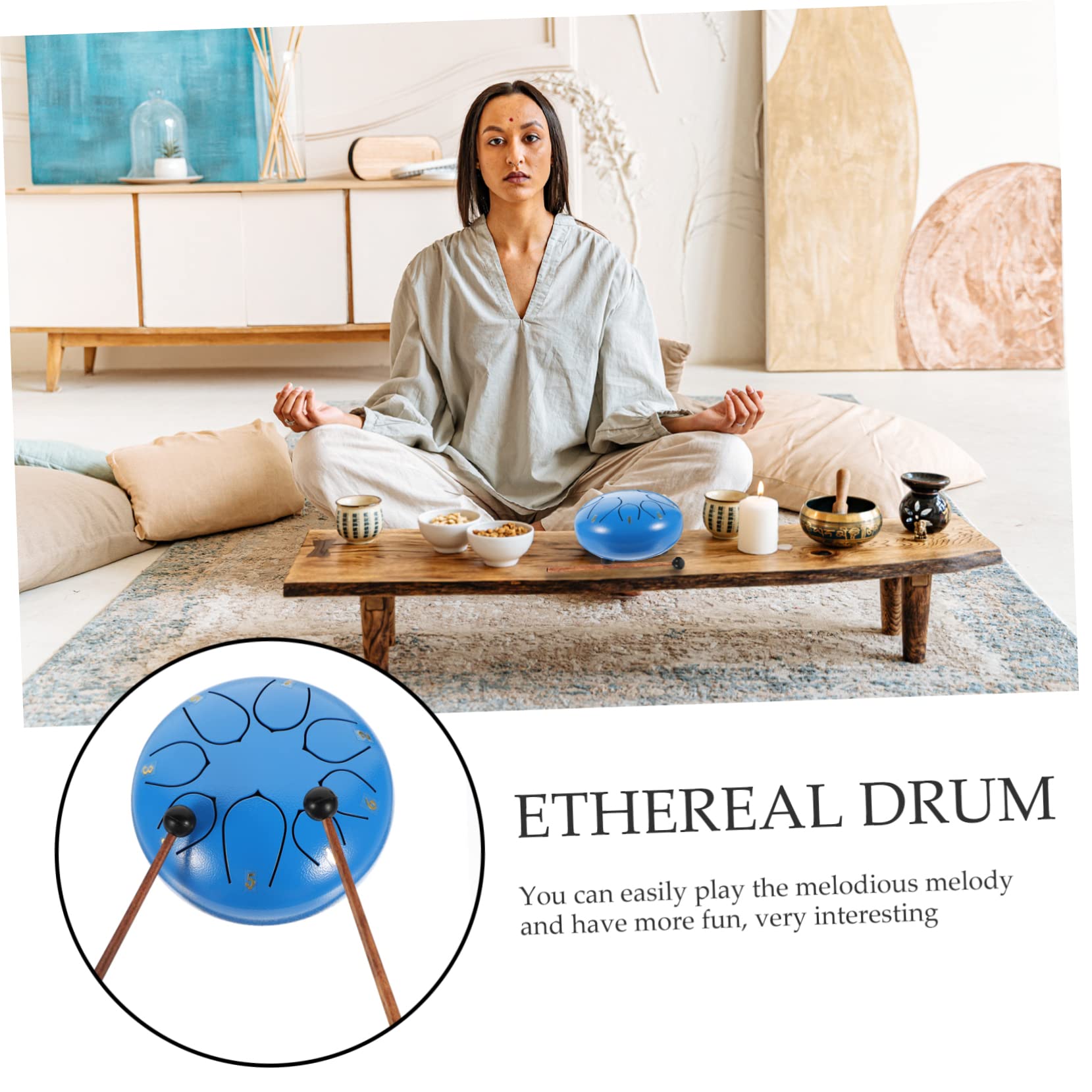 FRCOLOR de Lengüeta Portátil de Metal para Principiantes Instrumento de Percusión para Yoga y Educación Musical Kit Completo Baquetas