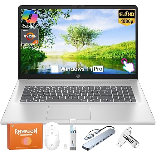HP 2026 17.3 Inch Touchscreen Laptop, AMD 12-Threads Ryzen 5 7430U(up to 4.3 Ghz), 16 GB RAM, 1 TB SSD, HD+ Anti-Glare Display, Copilot-AI, Wi-Fi 6, Win 11 Pro, for Business & Student, w/Accessories