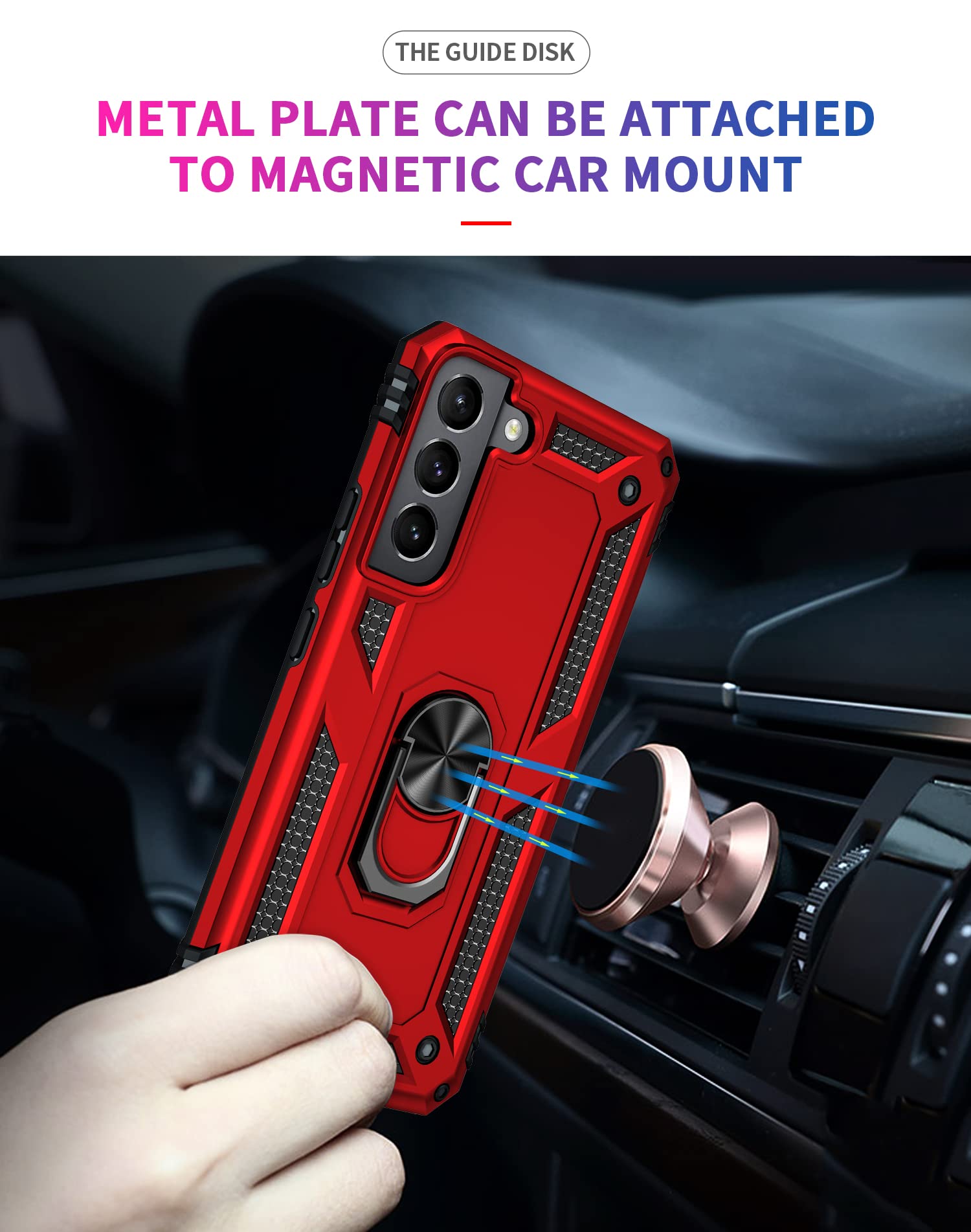 SORAKA Case for Samsung Galaxy S22 5G with 360 Degree Rotation Ring Holder Soft TPU Slim Fit Case Samsung Galaxy S22 5G Case with Metal Plate for Magnetic Car Phone Holder Red