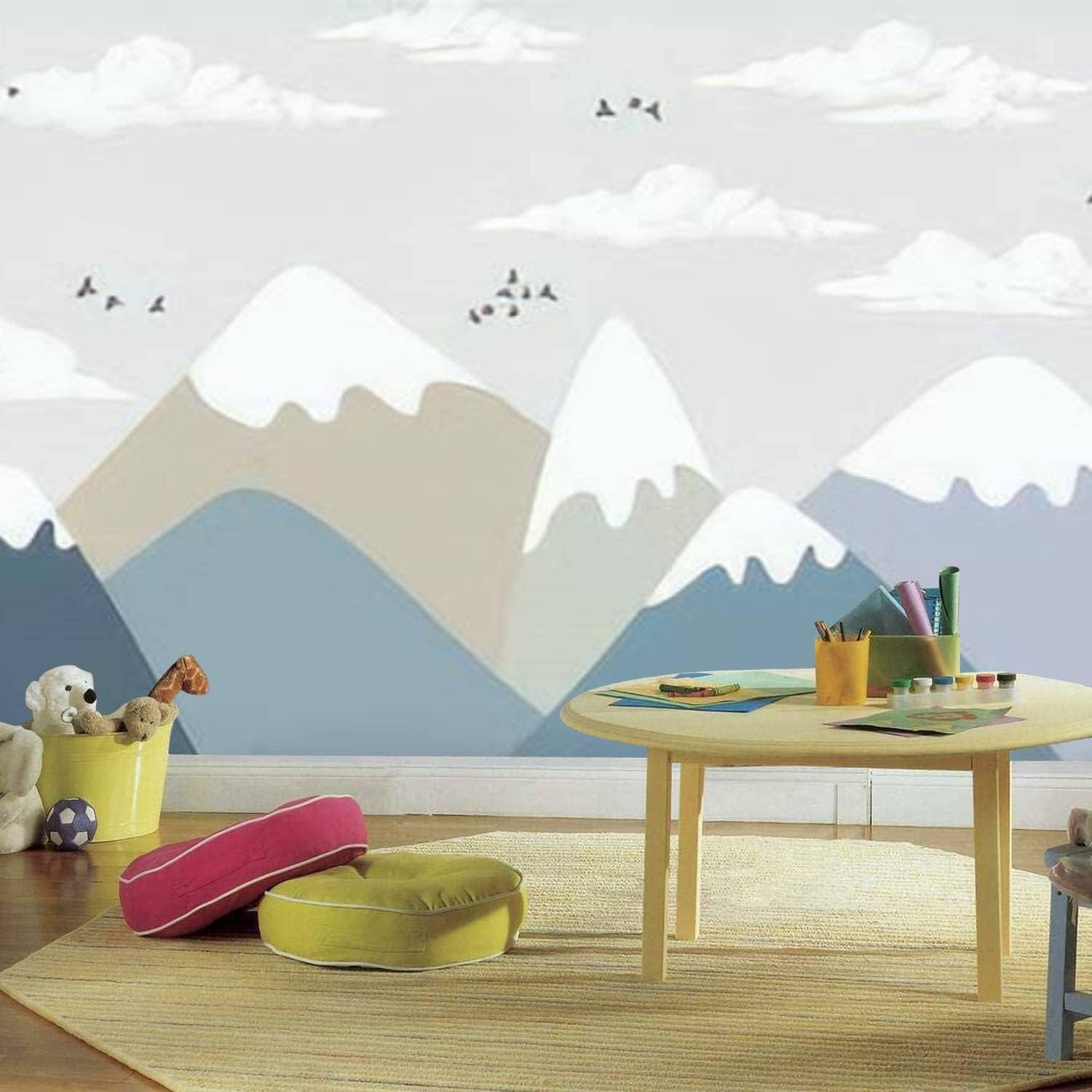 VGHUYEVOGERE Modern Wall Murals 3D Kids Mountains Nursery for Kids Room Babies Nursery Peel and Stick Wallpaper Removable Self-Adhesive PVC Wall Stickers for Living Room Bedroom Wall Decor