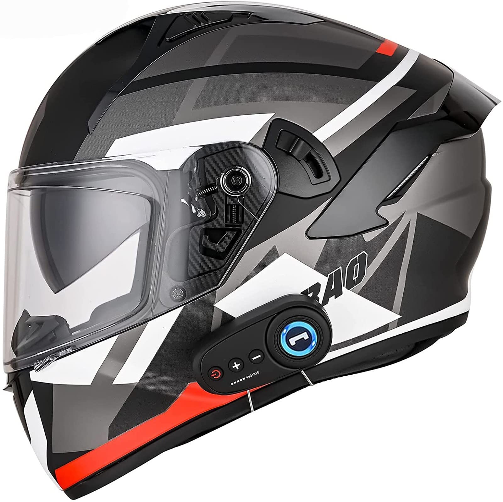 Bluetooth Modular Full Face Integrated Helmet Modular Dual Visors Full Face Helmets for Automatic Answering DOT/ECE Approved Crash Men and Women Motorbike Helmets C,XXL=63~64cm