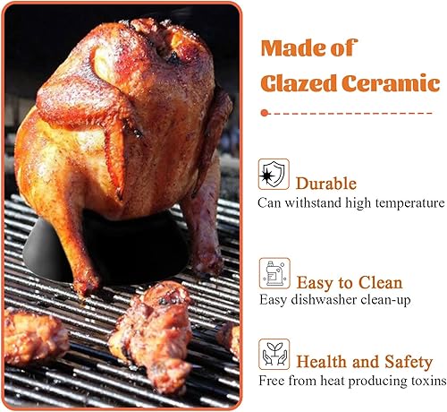 Miniatura 5 de Estante de cerámica para asador de pollo lata de cerveza pavo soporte vertical para aves de corral de cerámica al vapor para cocinar accesorios de