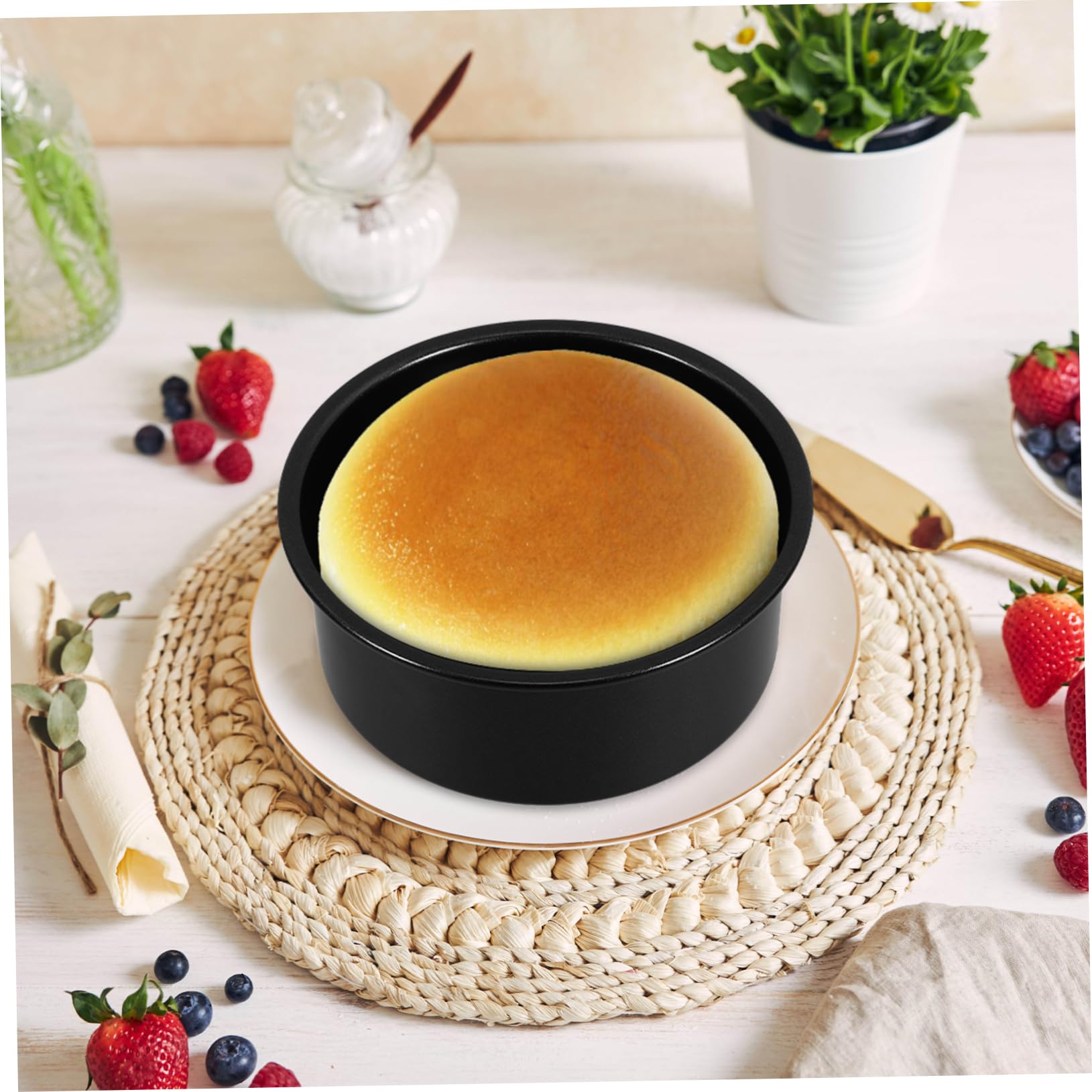 MUCKLILY Nonstick Round Cake Pan with Removable Bottom Lightweight Carbon Steel Bakeware for Cakes for Home and Bakery Use Even Heating for Baking