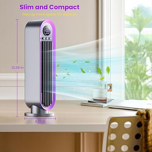 Miniatura 3 de Misby Ventilador de escritorio, ventilador de mesa pequeño sin aspas de 13 pulgadas para ahorrar espacio, ventilador de oficina silencioso