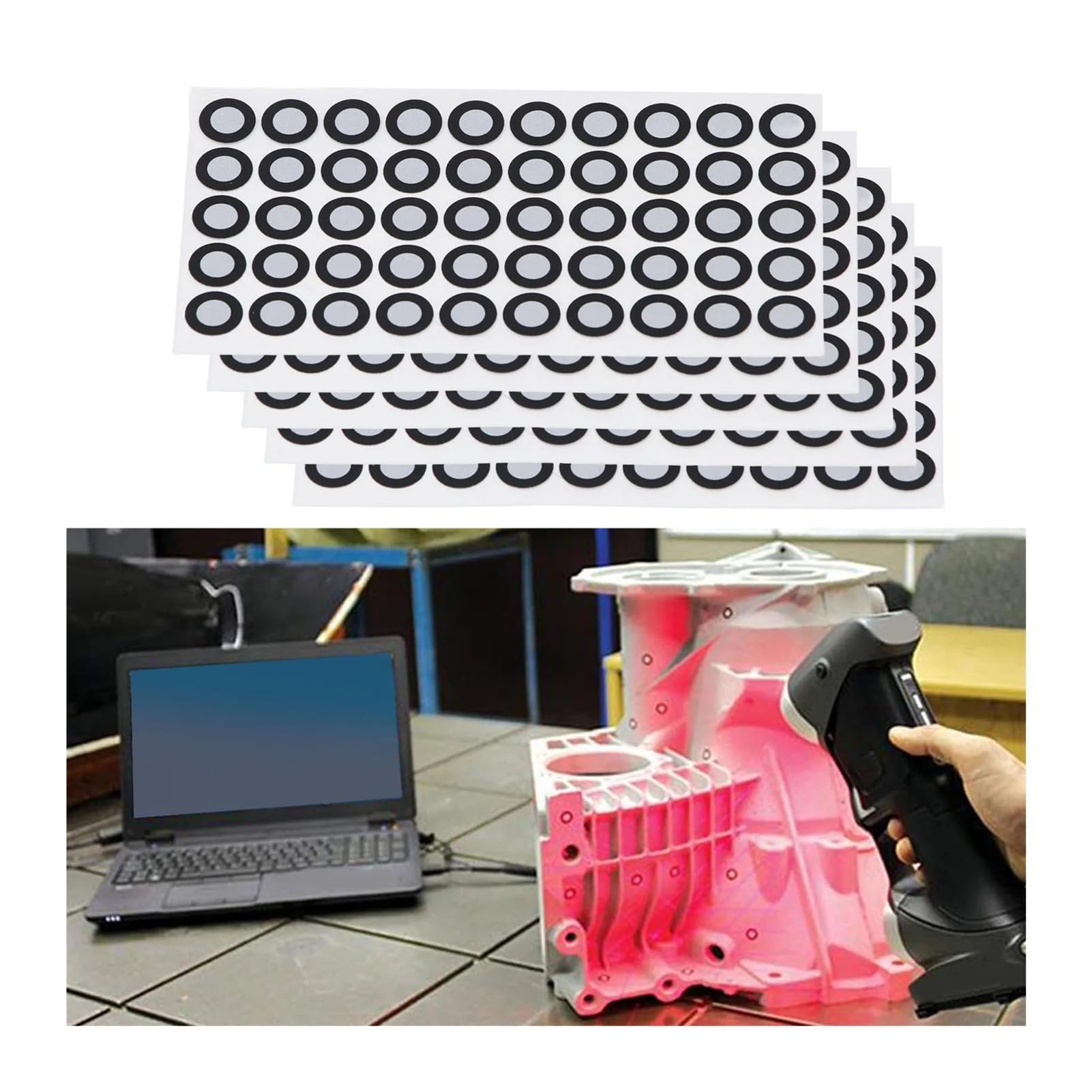 1000 punktów Markery skanowania 3D do ręcznego skanera 3D Odbicie rozproszone Cele pozycjonowania do śledzenia(5mm 8mm 1000pcs)