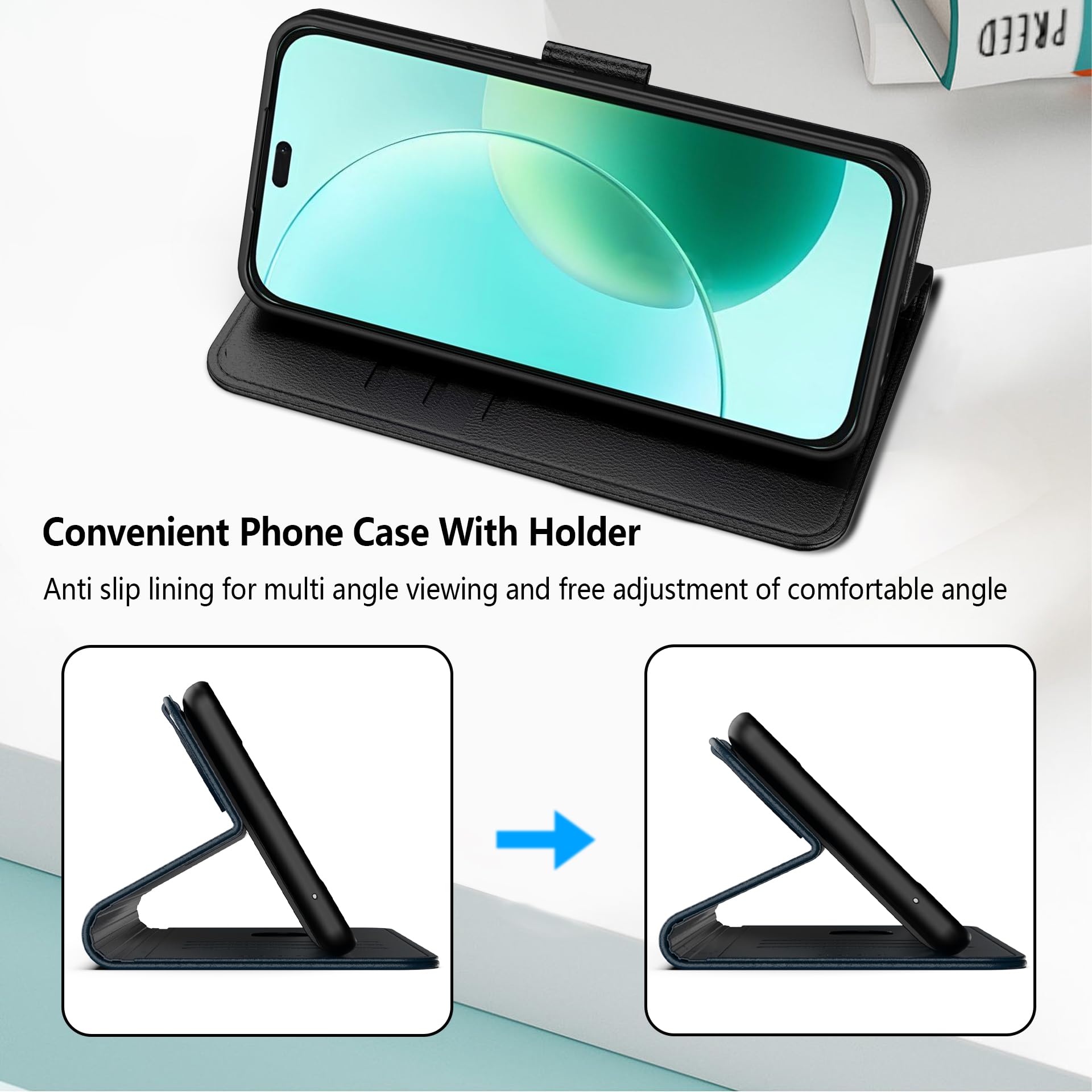 Aiziki Custodia per Honor 400 Lite, Copertura Protettiva in Pelle PU Premium, Pieghevole, Aspirazione Magnetica, Prevenzione Delle Cadute, Carta Fessura - Nero