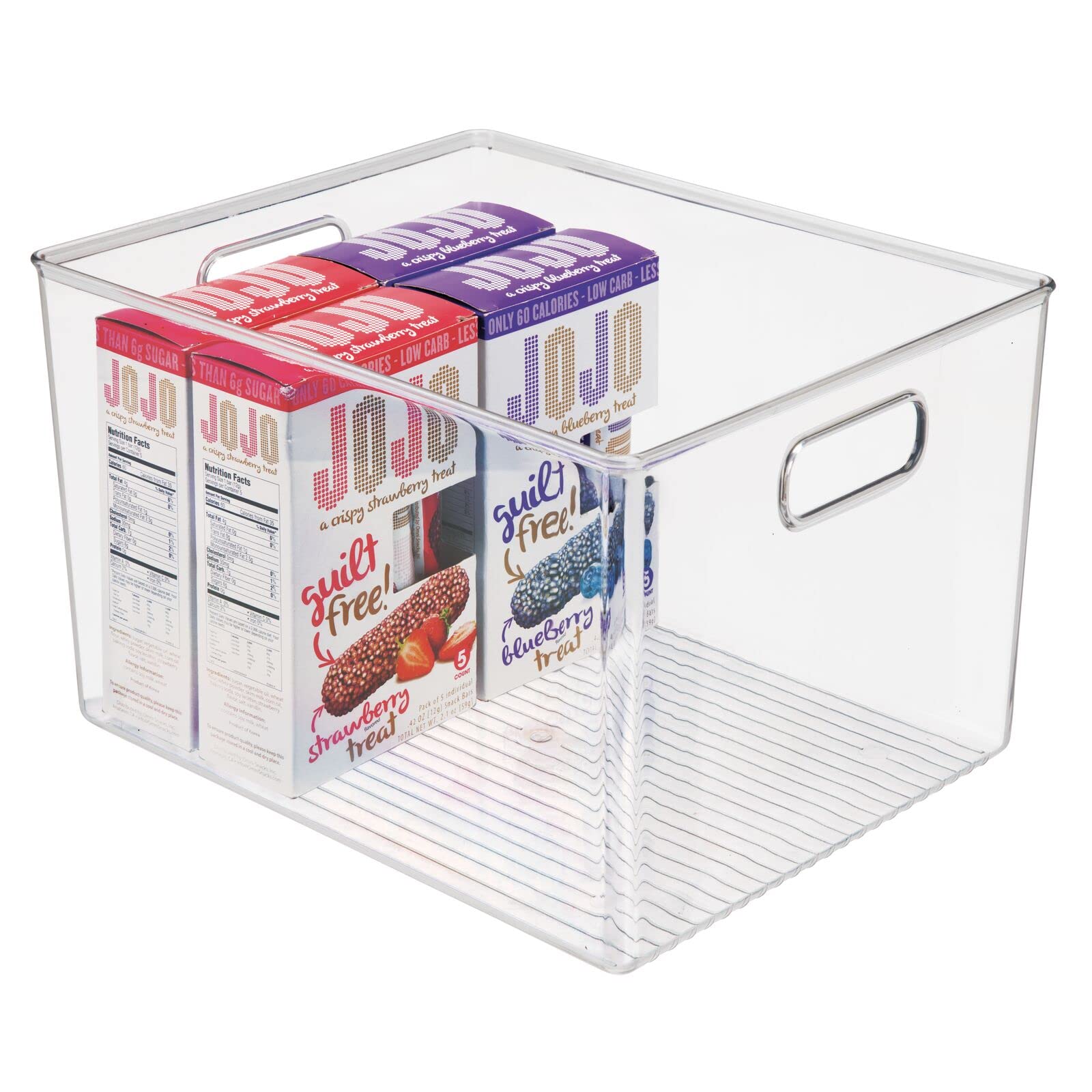 mDesign 2er-Set Aufbewahrungsbox mit Griffen – hohe Kühlschrankbox zur Lebensmittelaufbewahrung – Ablage aus Kunststoff für den Küchen- oder Kühlschrank – durchsichtig