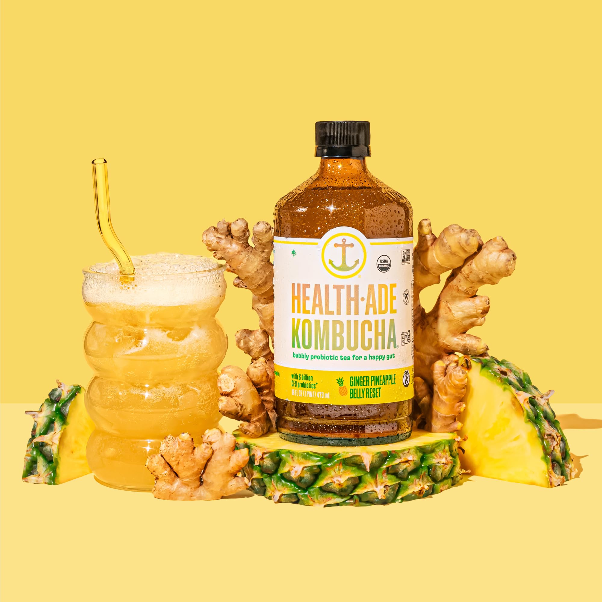 Amazon.com: Health-Ade Kombucha Tea, Ginger Pineapple Belly Reset
