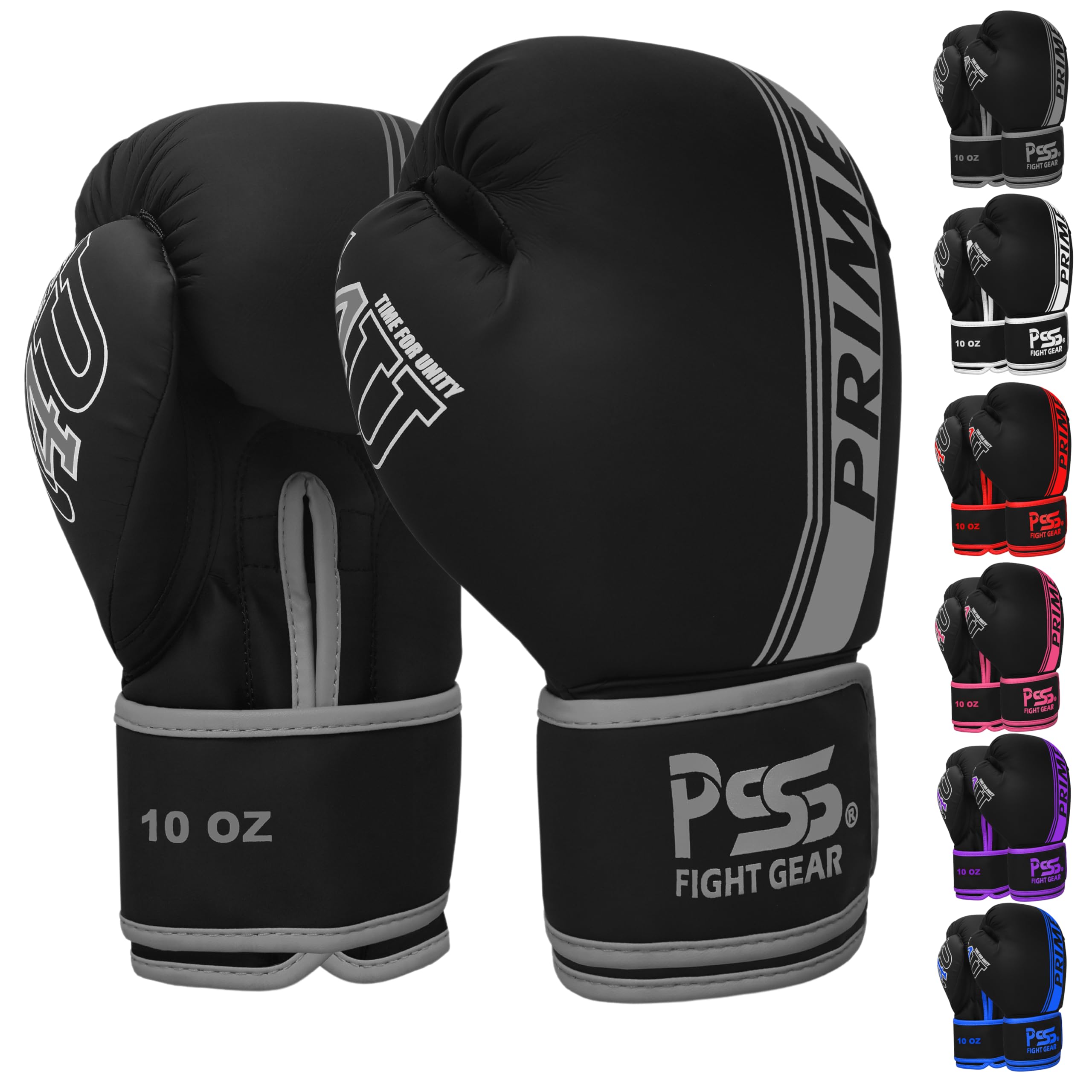 PSS Boxing Gloves for Kids/Youth Training Sparring, Kickboxing, Muay Thai, MMA, Heavy Punching Bag Mitts Focus Pads Workout Durable PU Leather, High-Density Foam Padding 4 6 8 10 Oz (Cool Grey, 6 oz)