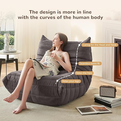 Miniatura 5 de Puf  Sofá esquinero, silla junto a la chimenea, sofá puff grande para adultos, sofá de suelo para sala de estar, dormitorio, juegos (amarillo,