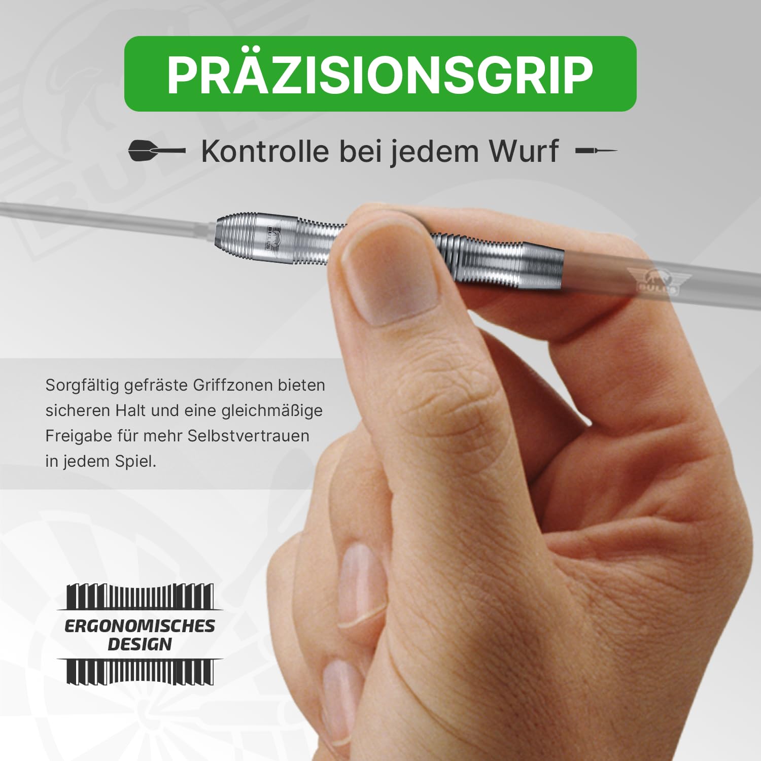 Bull's Prime Curved 90% Tungsten Dart Barrels für engere Gruppierungen - Ergonomisches Curved Design mit Präzisions-Ring Grip, Steeldart Barrels - 50 mm, 22g 23g 24g, 3er Barrel Set