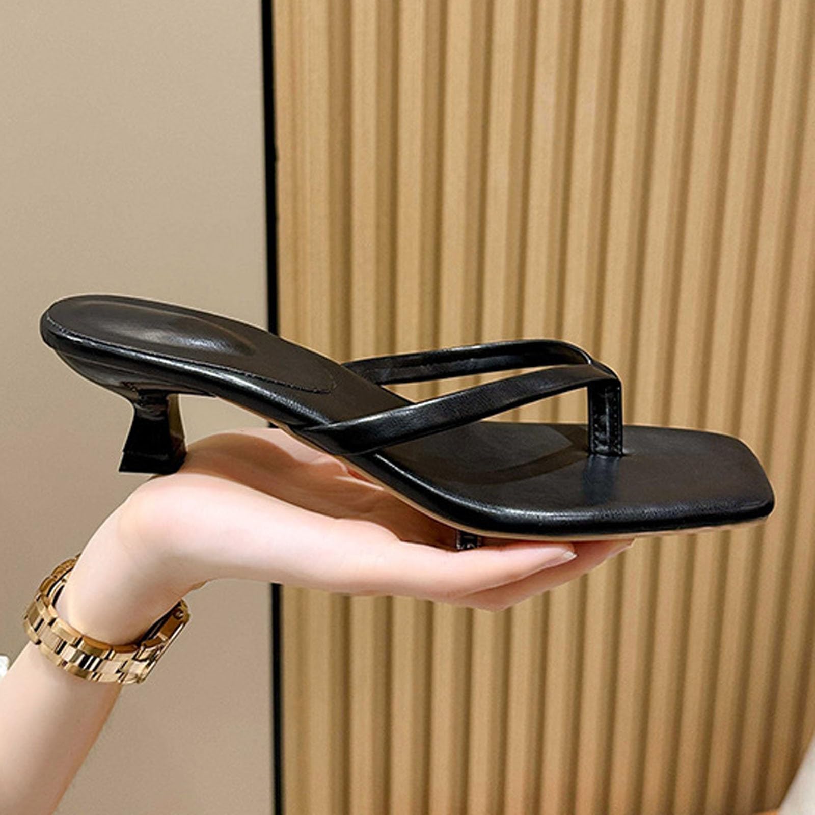 Générique Tongs à talons hauts pour femme - Tongs pour femme - Sandales à lanières - Sandales à talons hauts - Sandales à talons hauts - Sandales à talons - Élégantes - Chaussures d'été confortables