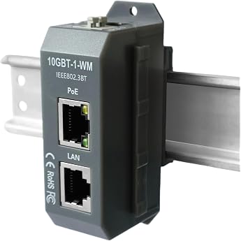 10GBT-1-WM 10 Gigabit PoE++ Injector 90W Max IEEE 802.3af/at/bt Wall and DIN Rail Mount for WiFi 6 AP IP Cameras