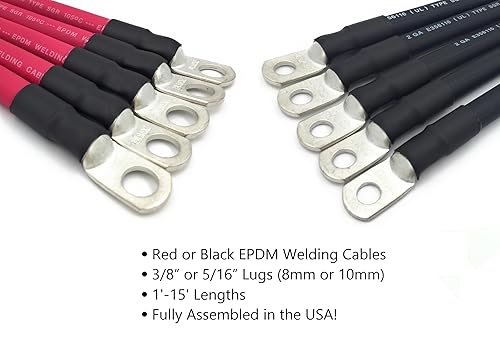 Miniatura 6 de Cables de batería de alta calidad de calibre 2 AWG, fabricados en los Estados Unidos, positivo o negativo, rojo o negro, cables de batería de