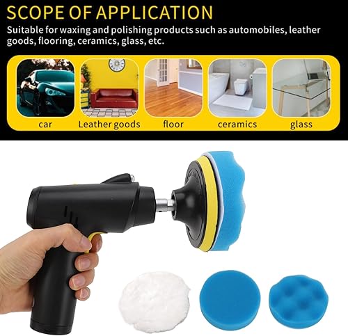 Miniatura 8 de Pulidora de búfer inalámbrica, recargable por USB, 3 velocidades, máquina pulidora eléctrica portátil ajustable, cera recargable para encerar y moler