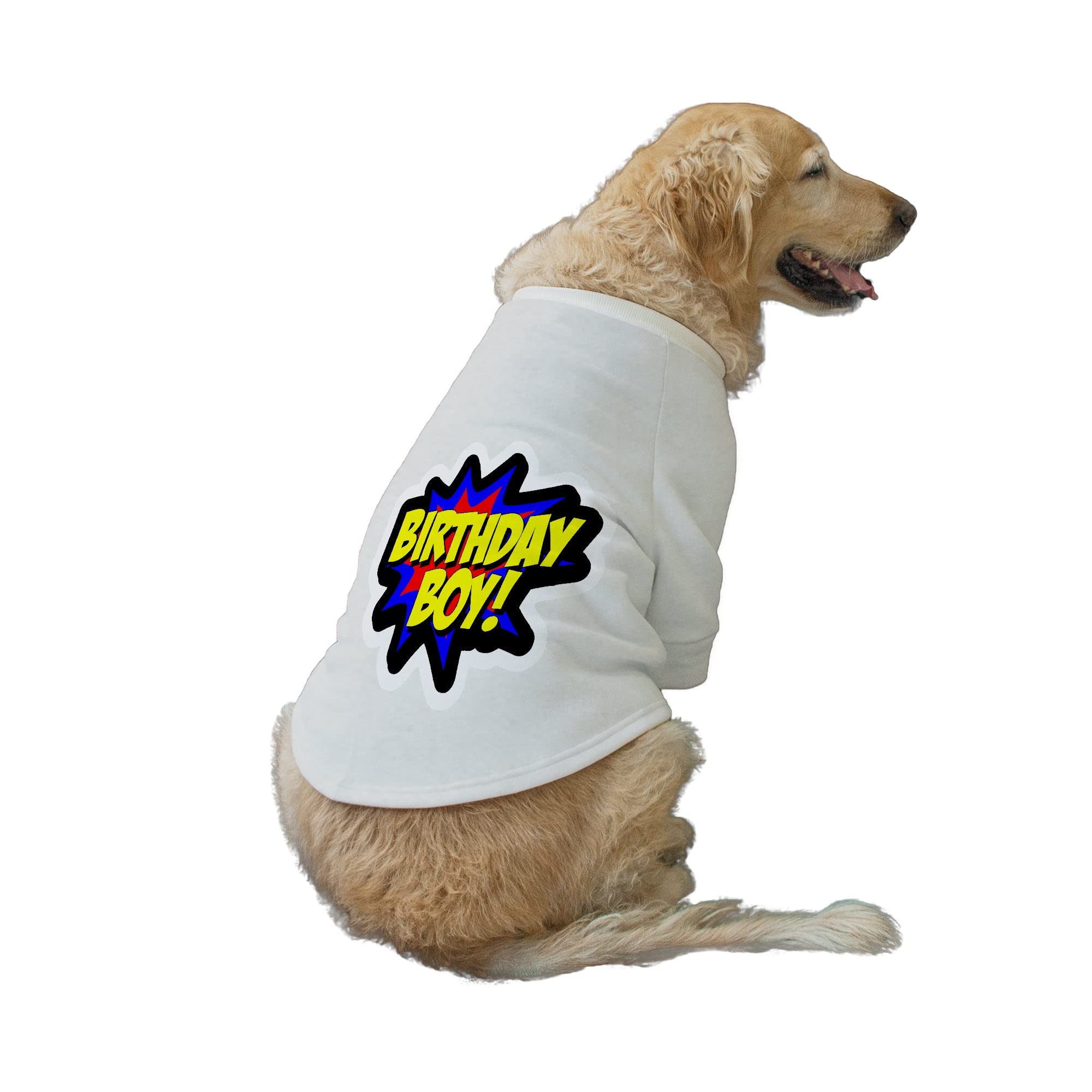Ruse Birthday Boy Printed Round Neck Full Sleeves Technical Dog Jacket/Coat for Dog Clothes Winter Apparel Gift for Dogs/White/XXL (B09Q8MXLKW) Amazon Price History, Amazon Price Tracker