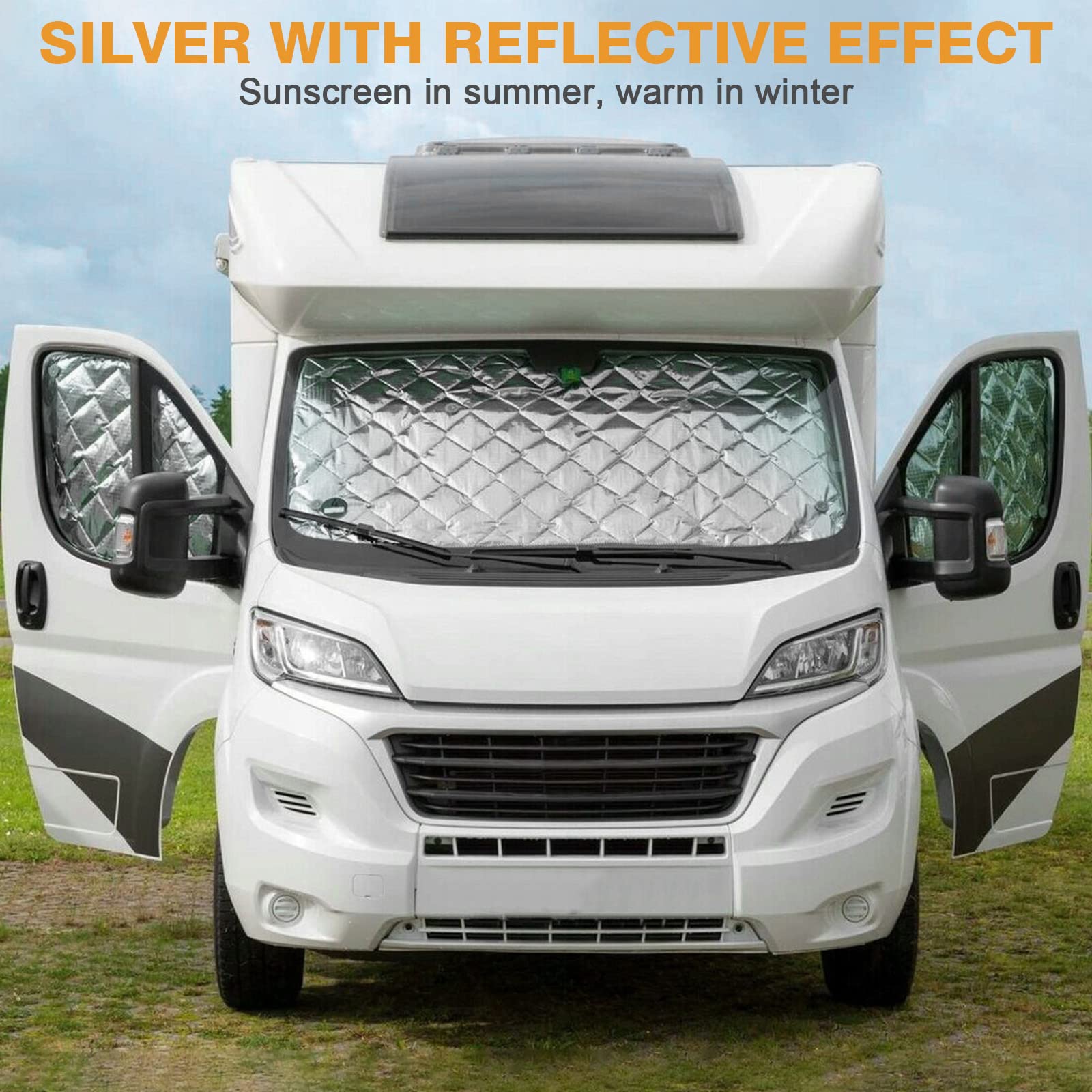 Copertura Parabrezza Auto 3 Pezzi Telo Antighiaccio Invernale | Telo Antigelo per Auto, Parasole Parabrezza Auto, Copertura Parasole Interna Auto, per FIAT Ducato 2006-2021