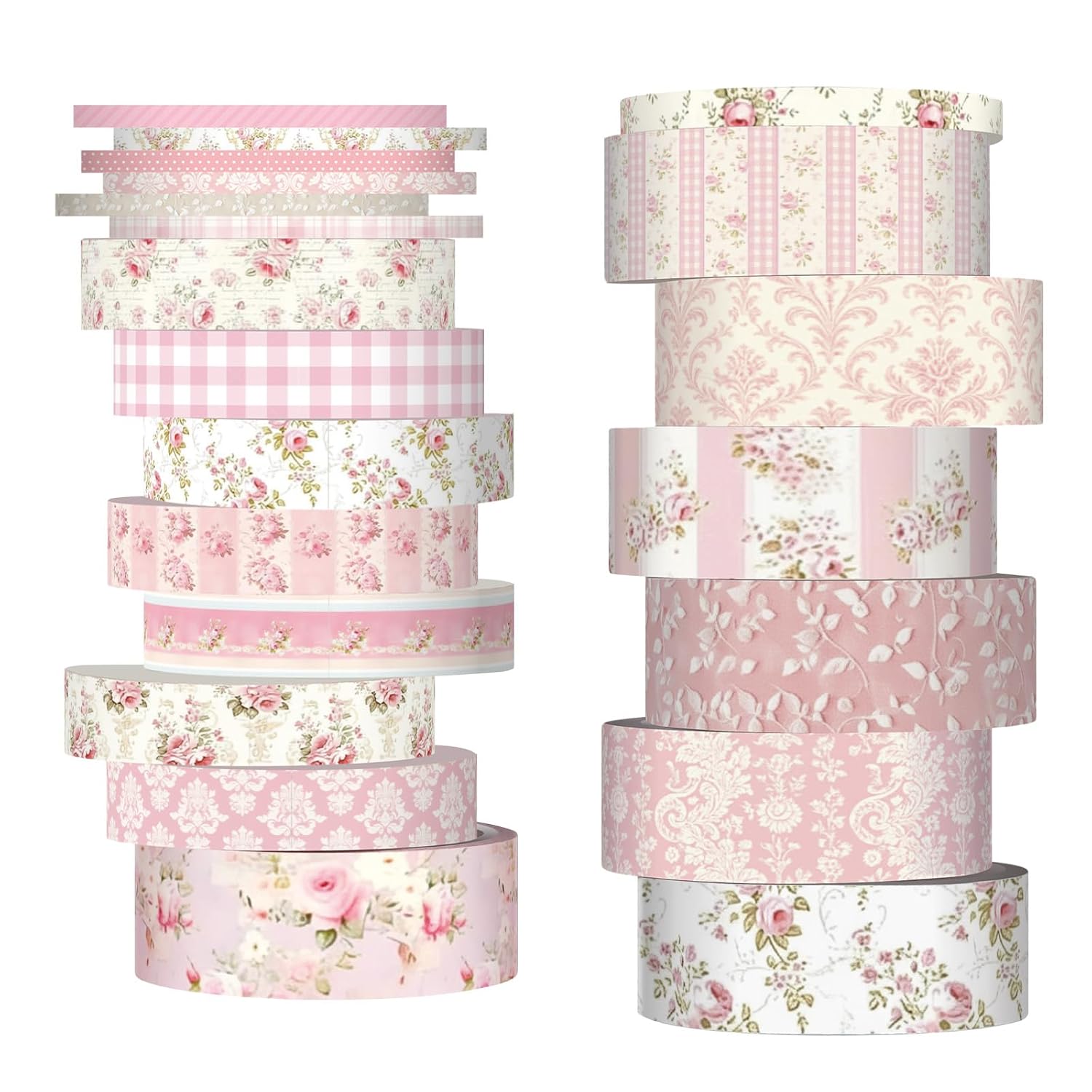 Colarr 21 Rolls Watercolor Floral Washi Tape Set 6 Yard Spring Flower Decorative Masking Tape for Craft DIY Arts Scrapbook Journaling Supplies Gift Wrapping, 3 Sizes (Roses)