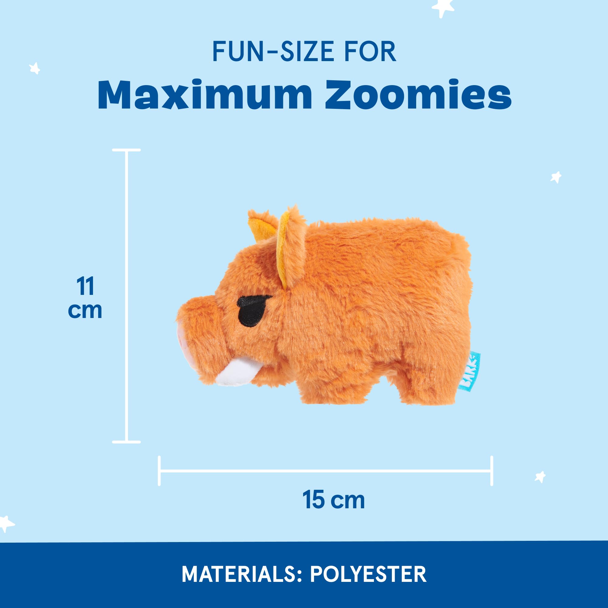 BARK Dog Toy Beau The Boar Squeaky Toy for Dogs Plush With Crazy Crinkle, brown, Medium - Image 3