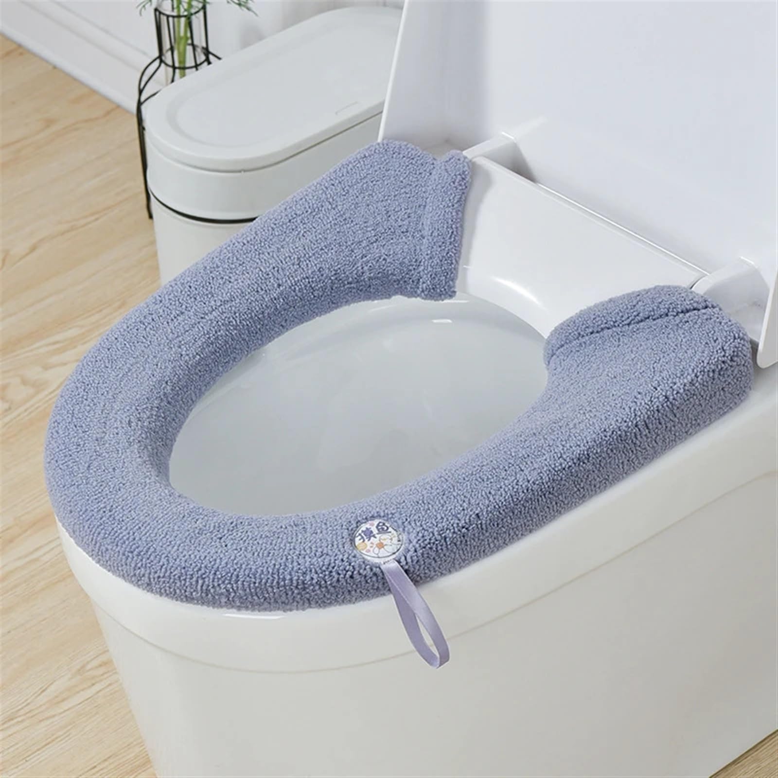 Asiento de inodoro acolchado y lavable en gris oscuro estilo 1