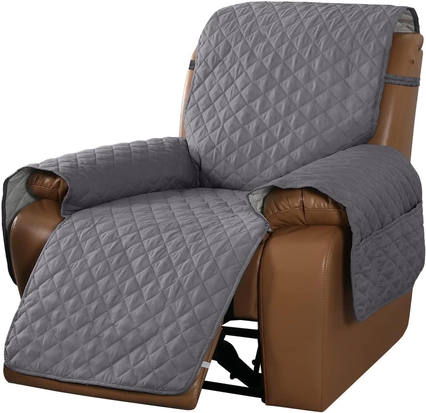 Couch Covers Sofa Slipcovers Non-Slip Recliner Sofa Slipcover with Elastic Adjustable Strap,Be Used for a Long Time Without Fading and Not Deformation WEWYQSJXBXF-417(Color:Gray,Size:1seat)