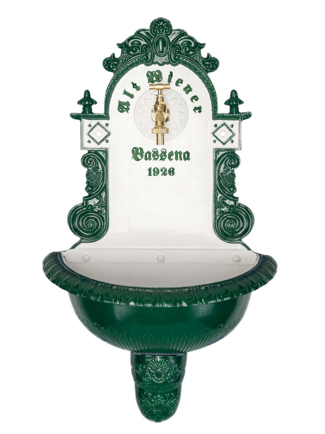 aubaho Brunnen Wandbrunnen 71,5cm Aluminium Waschbecken im Antikstil Fountain Garden