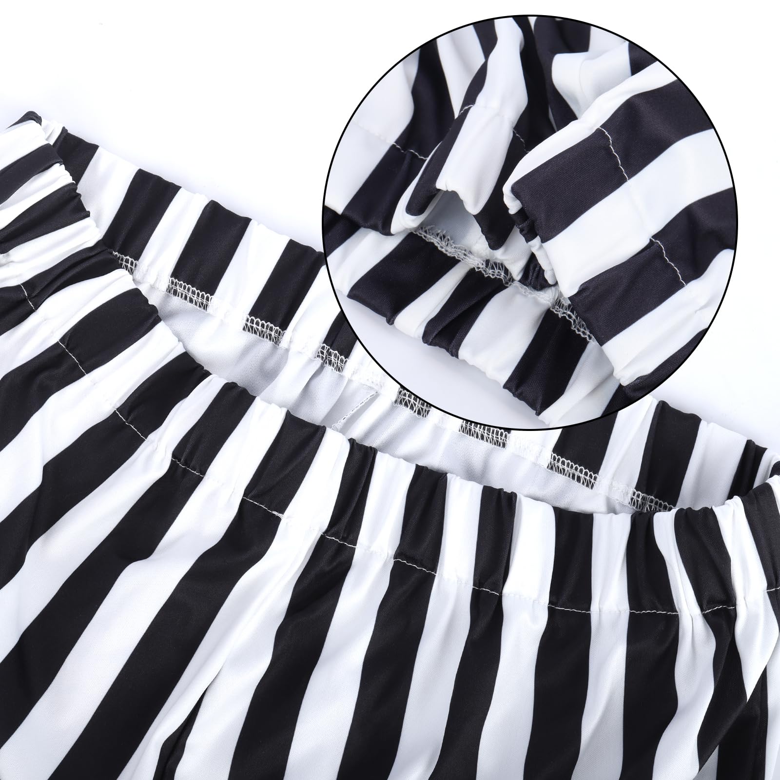 Horror Herren schwarz-weiß gestreift Anzug Kostüm mit Perücke Krawatte Horror Halloween Herren Cosplay Outfit Halloween Karneval Cosplay Faschingskostüm