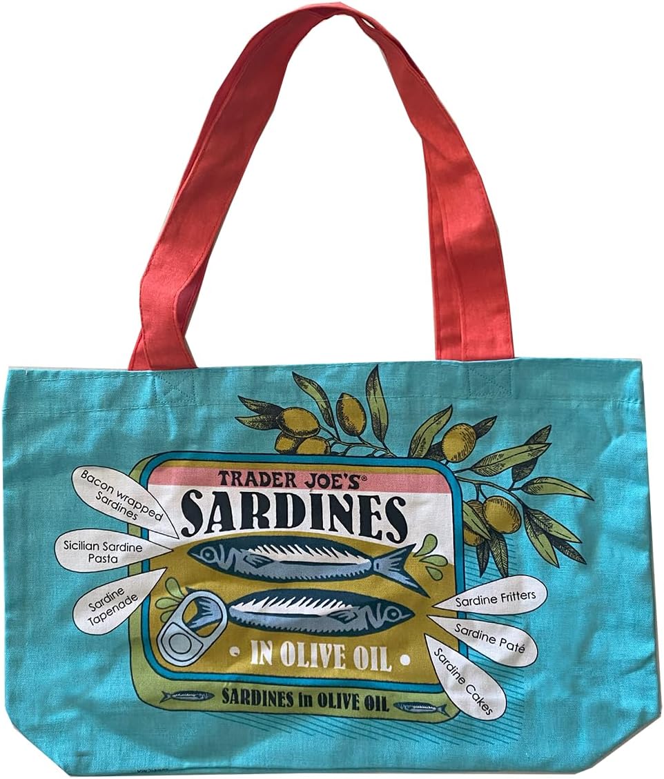 JSEVEN Trader Joe's Sardine Bag, Reusable Grocery Bag