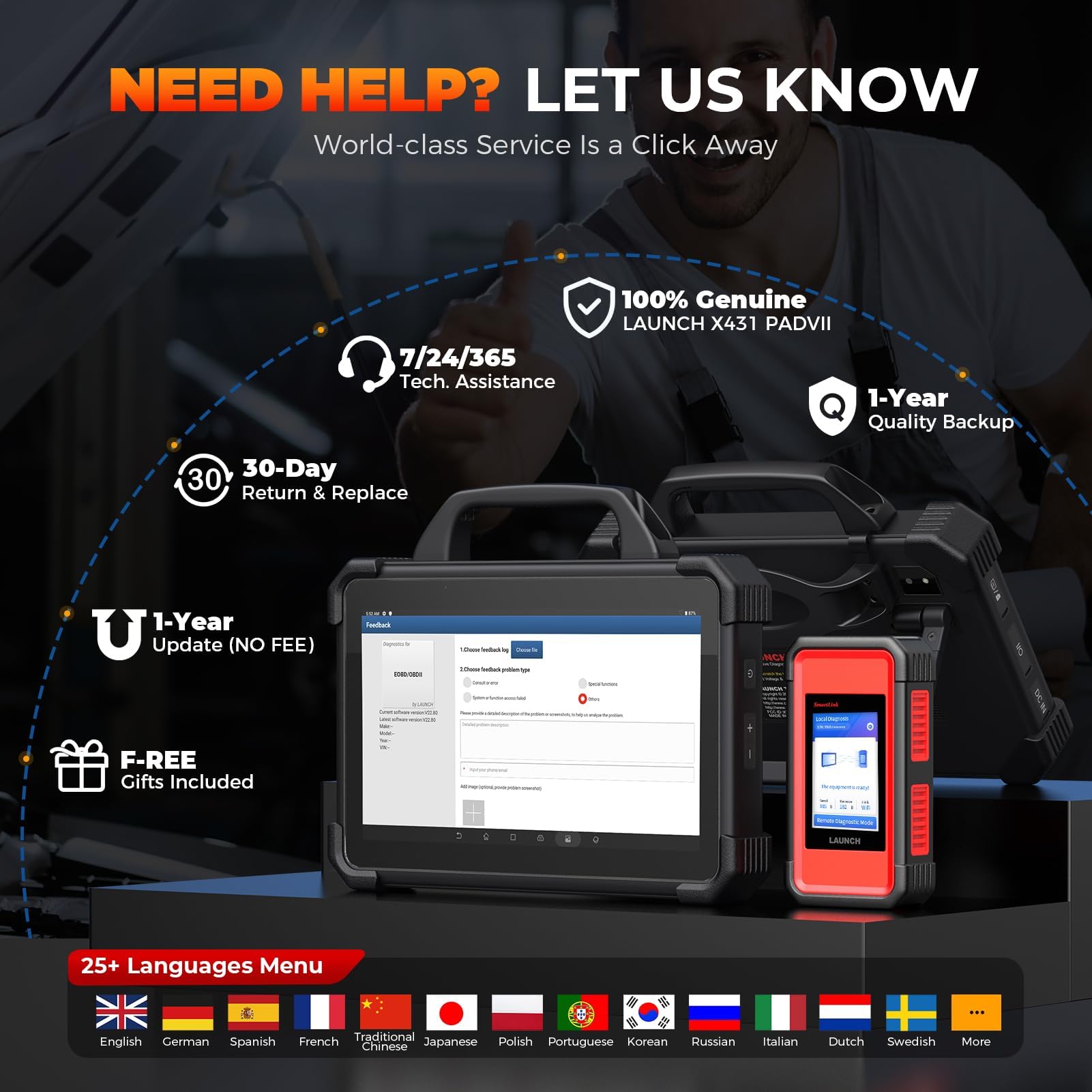 LAUNCH X431 PAD VII Elite OBD2 Dispositivo de diagnóstico OBD2 2024 Top J2534 Herramienta de reprogramación Mapa topográfico inteligente Escáner de diagnóstico bidireccional Codificación ECU