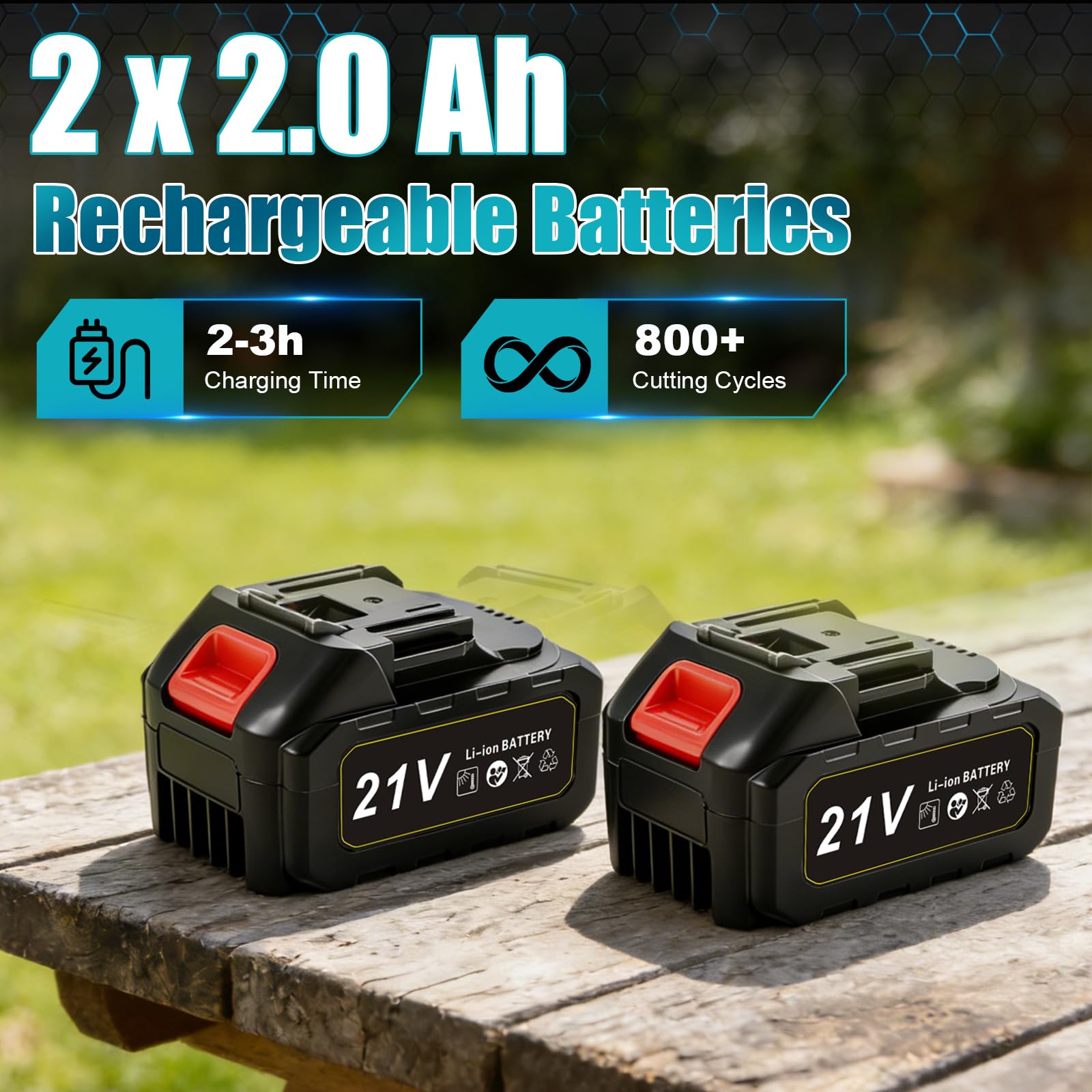 Sécateur Électrique Sans fil Compatible avec Makita 18 V, 30mm Secateur à batterie avec 2x2000mAh Batteries, LCD, Bürstenloser Motor, Ersatzklingen, pour branches, arbustes et troncs