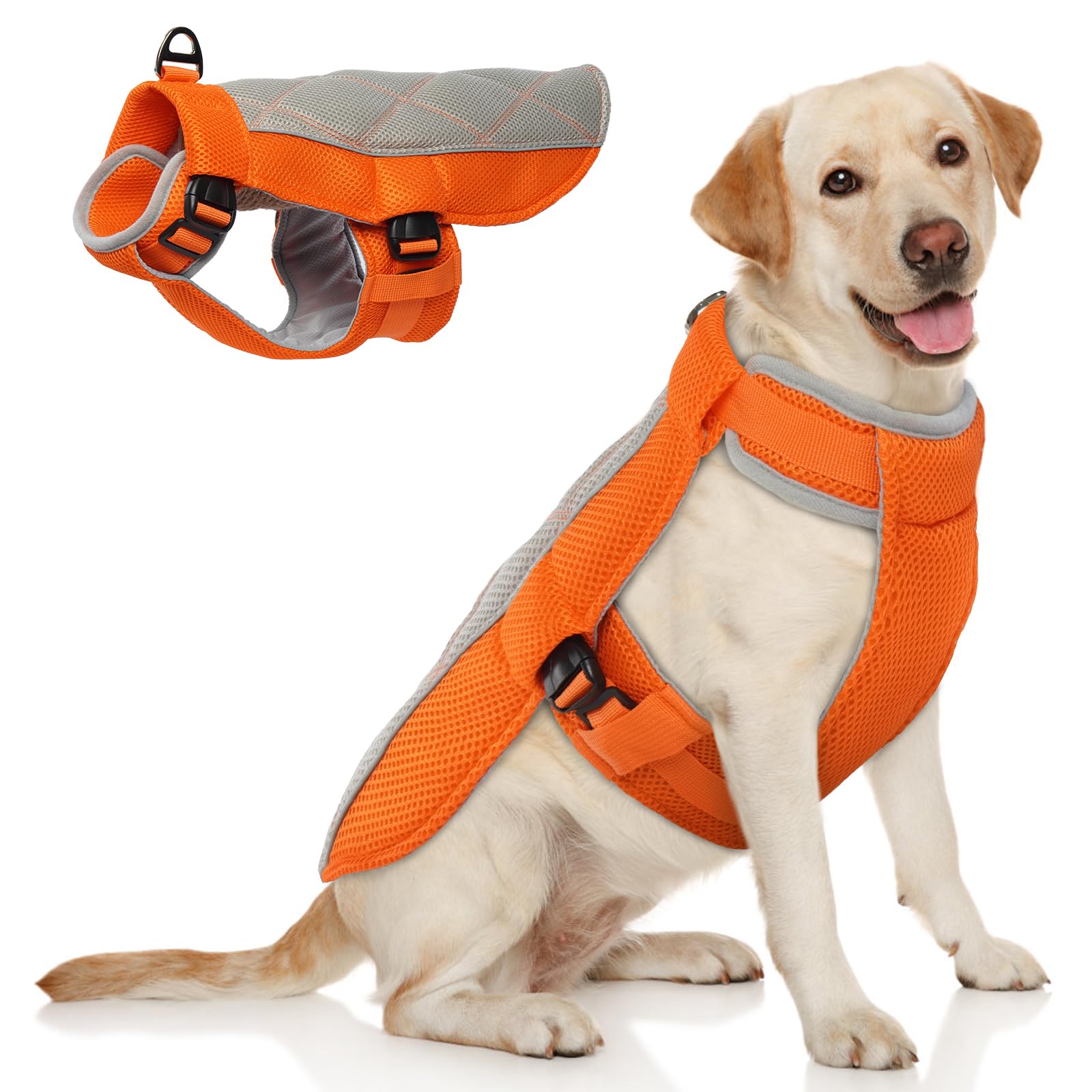 Chaleco Refrescante para Perros, Cómodo Chaleco Refrigerante para Perros Transpirable Chaleco Refrigerante Perro, Ropa de Frio para Perros para días Calurosos de Verano, Naranja XS