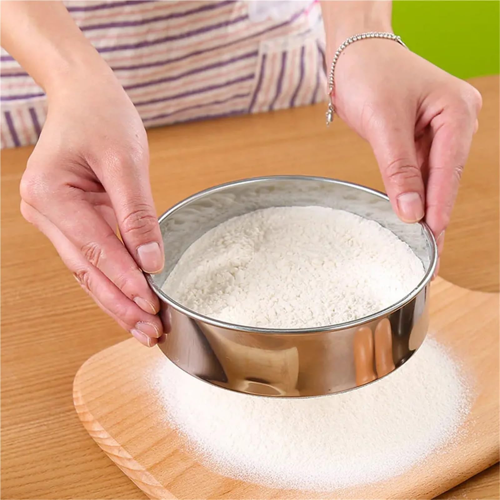 1 Set (3 Pezzi) Set di setaccio for Farina in Acciaio Inossidabile a Maglia fine 40 Mesh for la Cottura Biscotti Pane Torta Pasticceria in Polvere setacciatura utensile da Cucina per Cucina