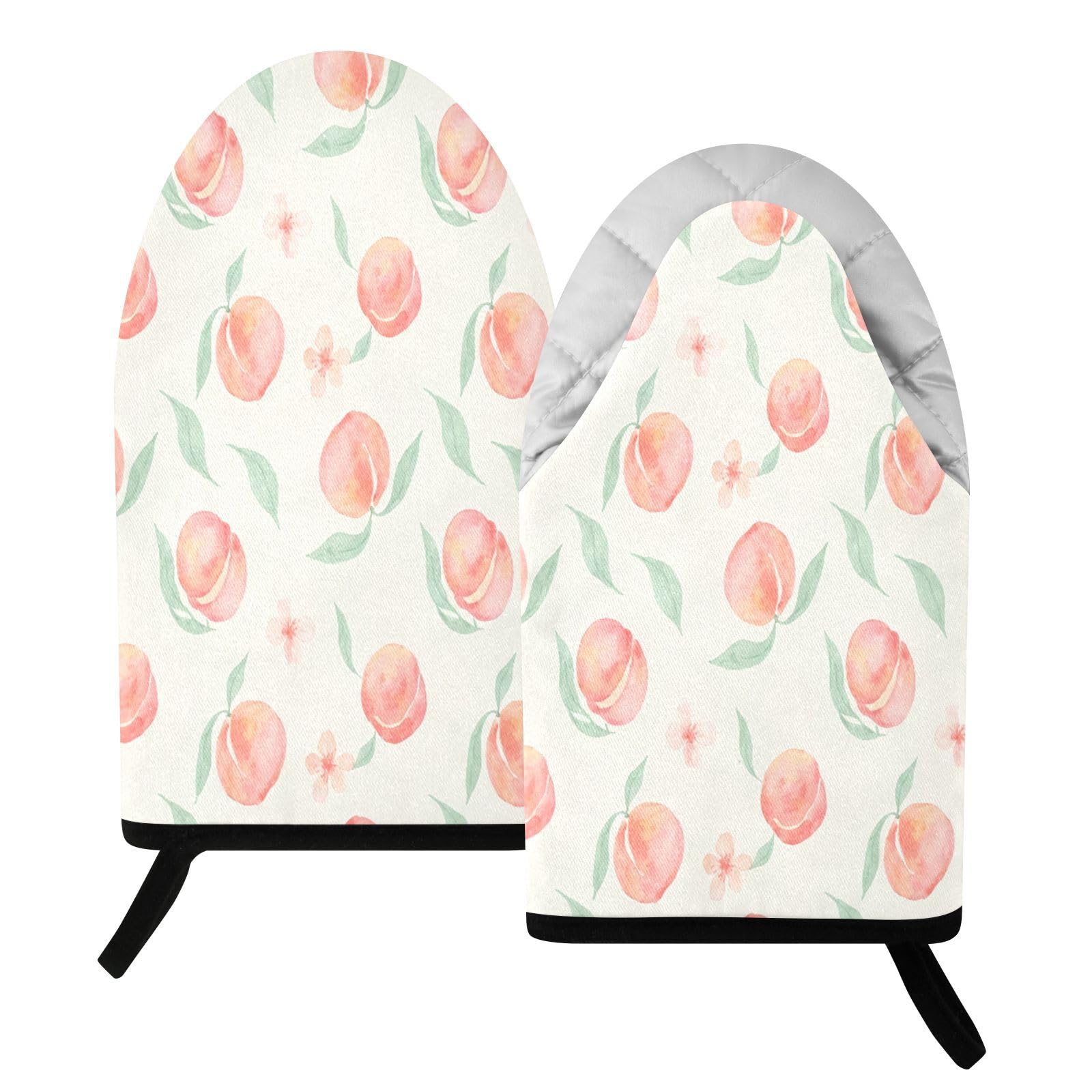 BURSTDDY Peach Oven Mitt,Heat Resistant Kitchen Mitts for Cooking