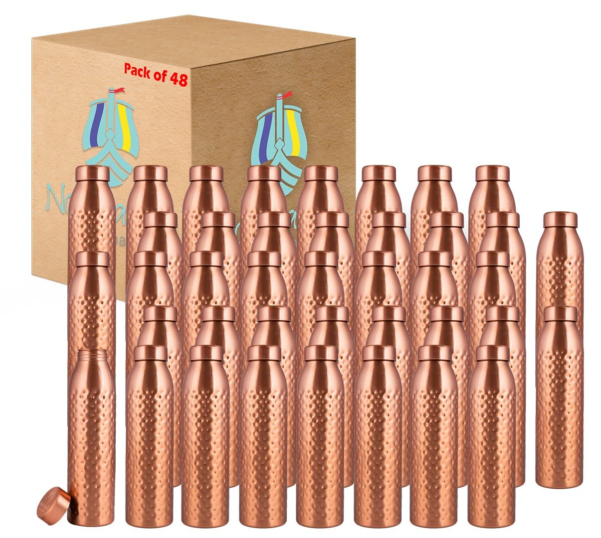 NORMAN JR Hammered Copper Water Bottle 1L Extra Large - an Ayurvedic Pure Premium Copper Vessel- Drink More