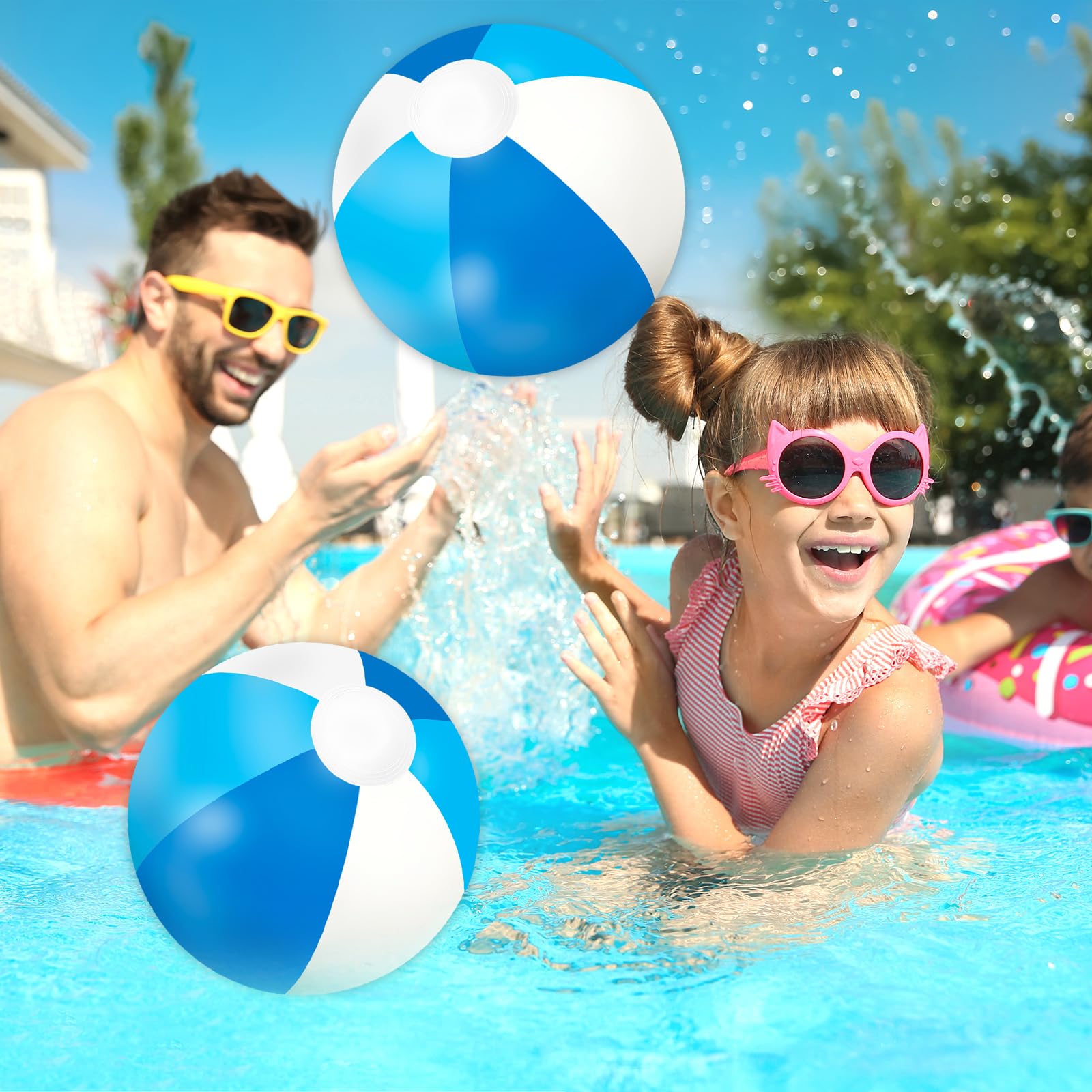Pelotas inflables de playa inflables de 16 pulgadas, redondas, de PVC, lindos juguetes para verano, temática tropical hawaiana, decoración de fiesta en la playa, accesorios de juego de arena 7