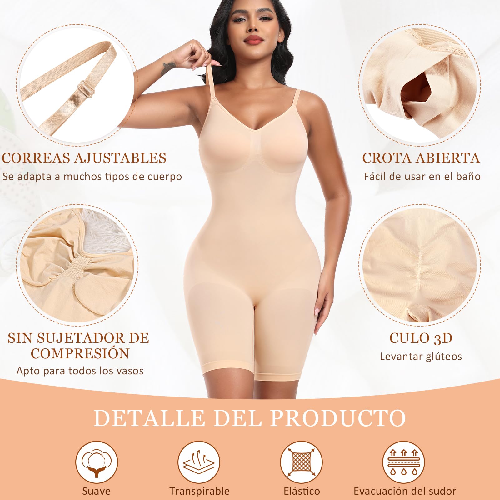 YARRCO Fajas Reductoras Mujer Body Modelador Body Reductor Pantalon Adelgazante Control de Abdomen Shapewear Bodysuit Body Shaper Completo Invisible Posparto