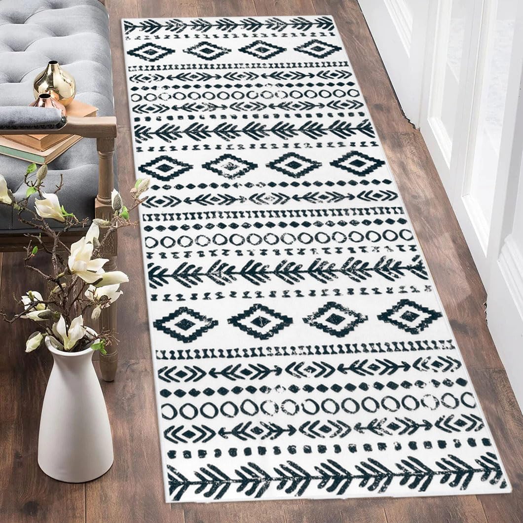Lahome Boho Moroccan Washable Runner Rug, 2x5 LowPile Soft