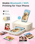 HPRT 4x6 Imprimante photo avec 108 Feuilles et 2 Rubans, Sublimation de colorant sans fil Imprimante photo portable pour iPhone et Android Smartphones, Impression photo