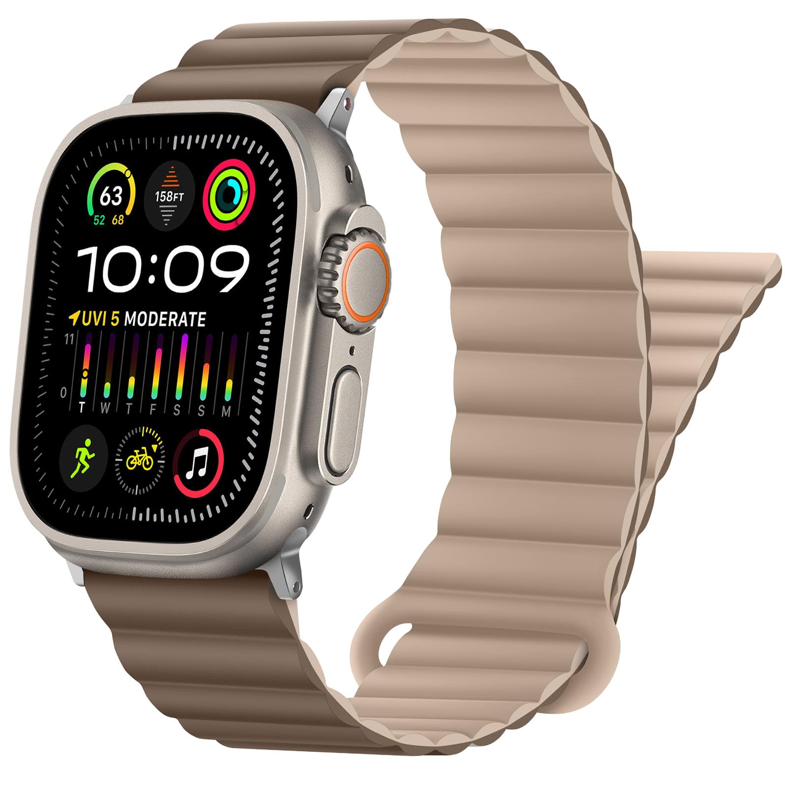 HITZEE Compatible with Apple Watch Band 49/46/45/44/42/41/40/38mm, Double Sided Silicone Magnetic Band Compatible for iWatch Ultra 3/2/1 Series 11 10