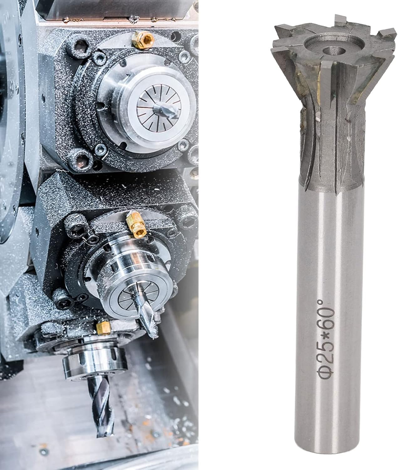 Schwalbenschwanz Fräser, 60 Grad 6 Flöten Schwalbenschwanz-Nutschneider Hartmetall 25 Mm Fräser Schaftfräser Hartmetallfräser