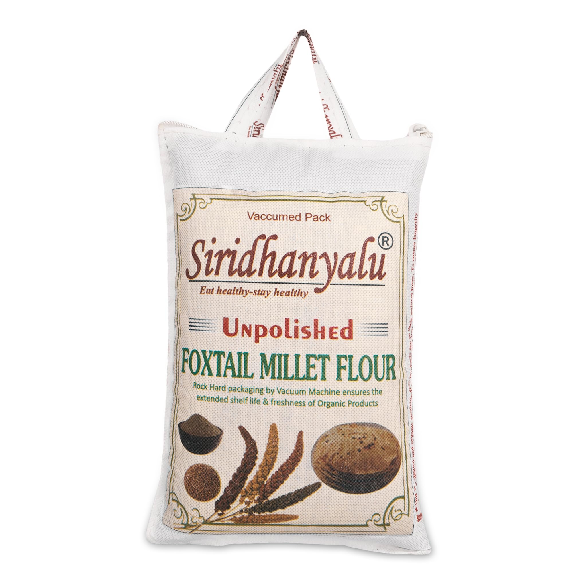 siridhanyalu Foxtail Millet Flour (Unpolished & Organic)|Gluten Free Kangni/Thinai/Foxtail Millet Atta (Powder) For Healthy Life Style|Foxtail Millet Flour For Weight Management Online, 1 Kilograms