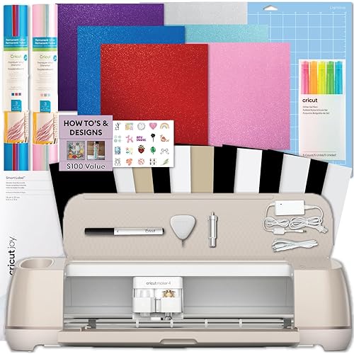 Cricut Maker 4 Machine and Vinyl and Mixed Materials Sampler Bundle- Beginner Craft Cutting Machine with Supplies to Start- Adhesive Vinyl and Instructional Digital Guides