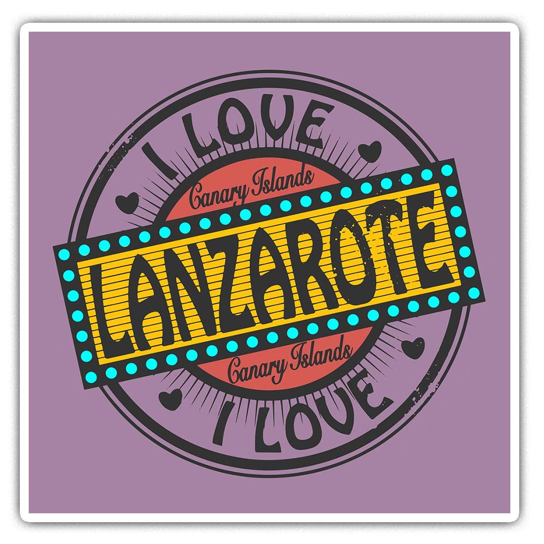 Square Stickers (Set of 2) 10cm - Lanzarote Canary Islands Travel Fun Decals for Laptops,Tablets,Luggage,Scrap Booking,Fridges, #10560