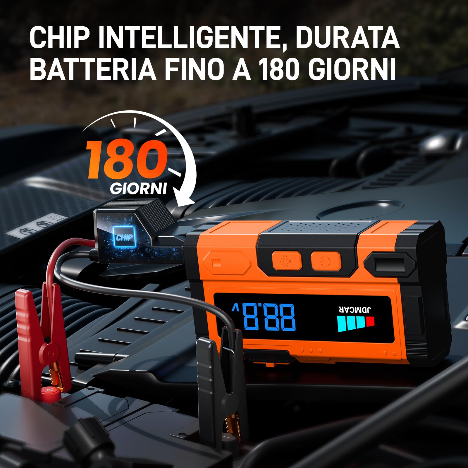 𝟗𝟎𝟎𝟎𝐀 Booster Avviamento Auto - Avviatore Batteria Auto per Auto/Moto (Fino a 9.0L e Diesel fino a 8.5L), Starter Batteria Auto Portatile con LED/LCD, Upgrade Avviatore di Emergenza