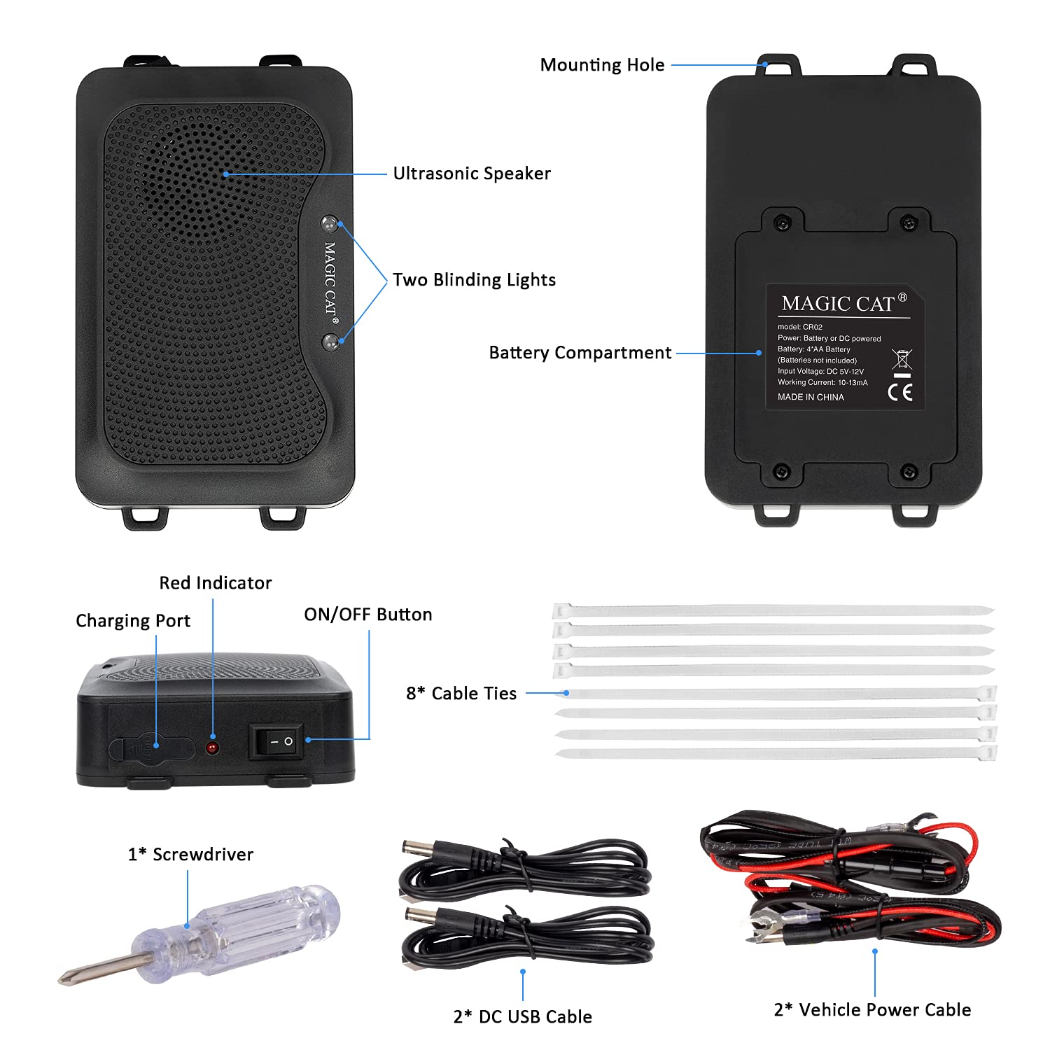 MAGIC CAT Under Hood Animal Repeller, Ultrasonic Waterproof Rodent
