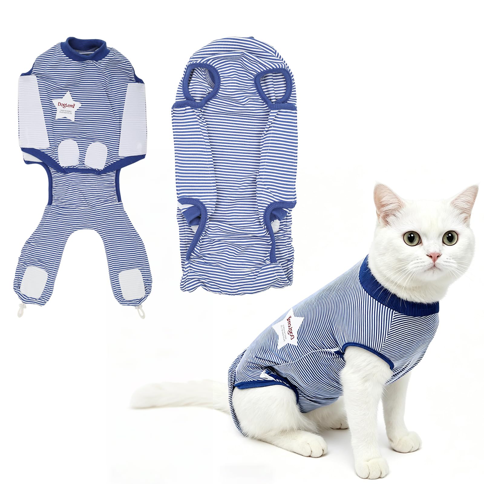 Mameluco para gatos antilamidas para heridas abdominales y cura
