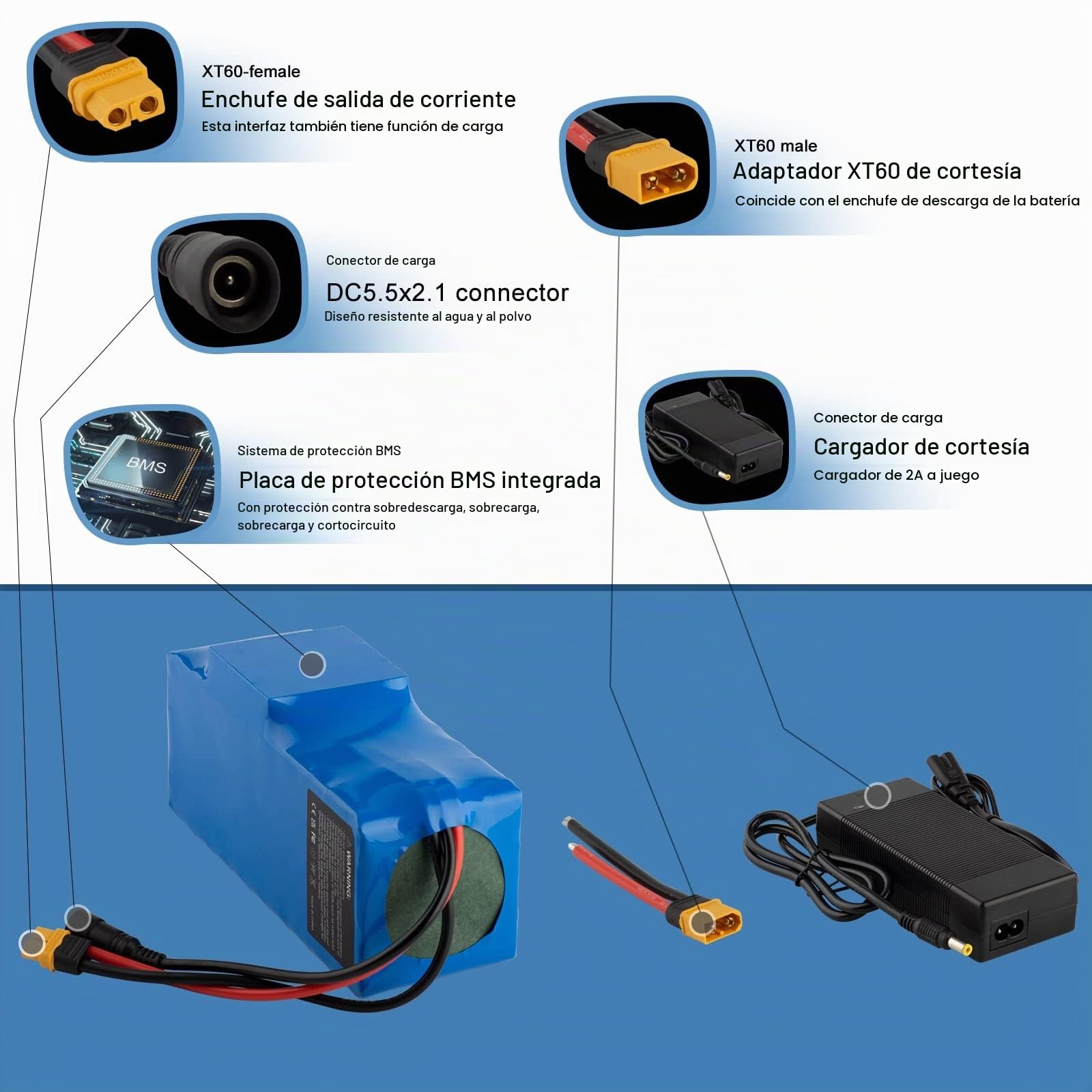 Batería de Bicicleta eléctrica 36V batería de Iones de Litio 9Ah 12Ah 18Ah 20Ah, con Cargador 42V 200W-1200W 250W 300W 400W 500W 800W 1000W se Puede Utilizar en Scooter, etc.