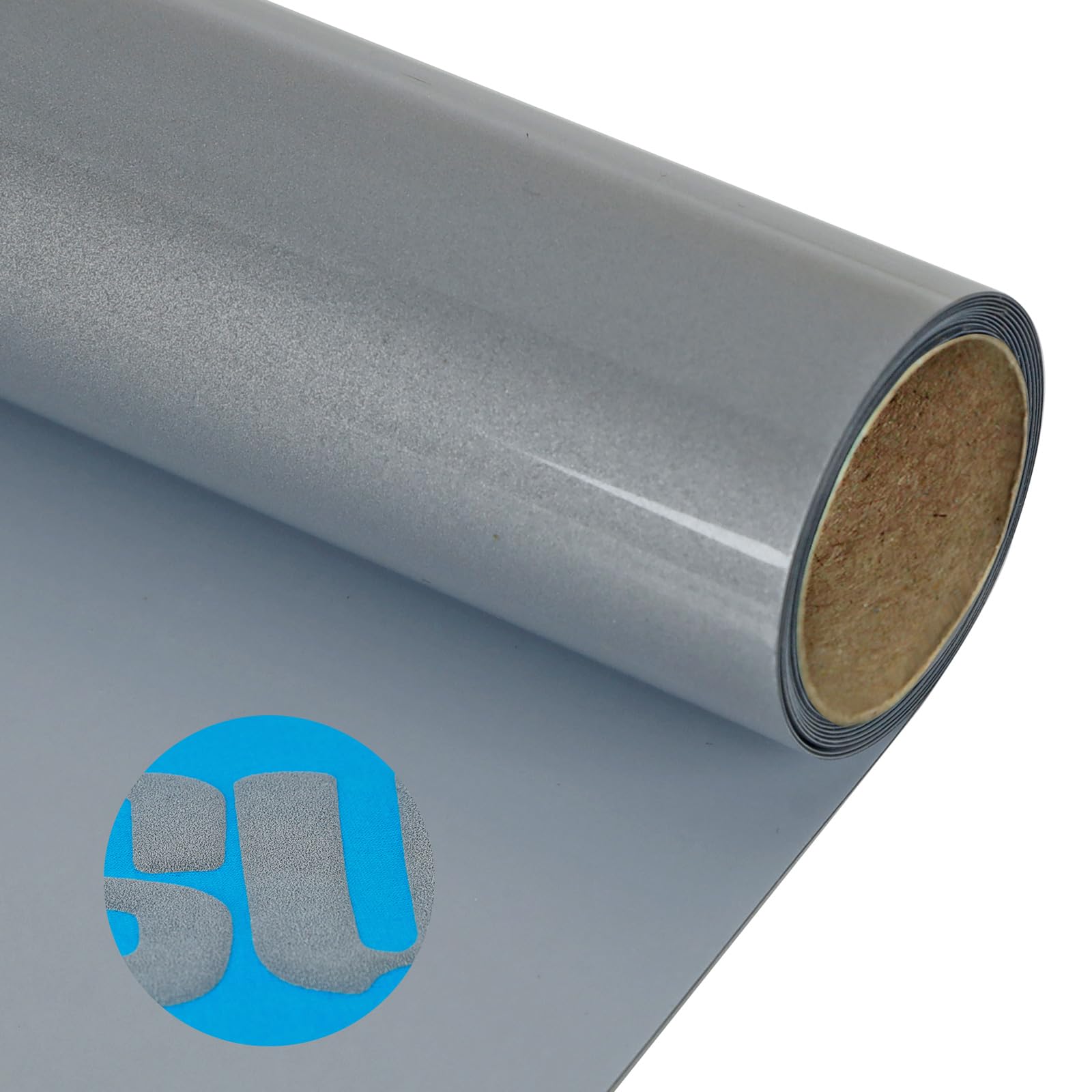 RENLITONG 3D Puff HTV Matte Heat Transfer Vinyl Roll 12" x 7ft Iron on for Heat Press T Shirt for All Cutter Machine Heat Vinyl Design (7ft, 3D Puff Silver)