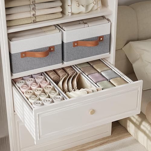 Miniatura 3 de OUTBROS Contenedores de almacenamiento, cestas de almacenamiento plegables para organizar, cajas de almacenamiento de tela con asas, para